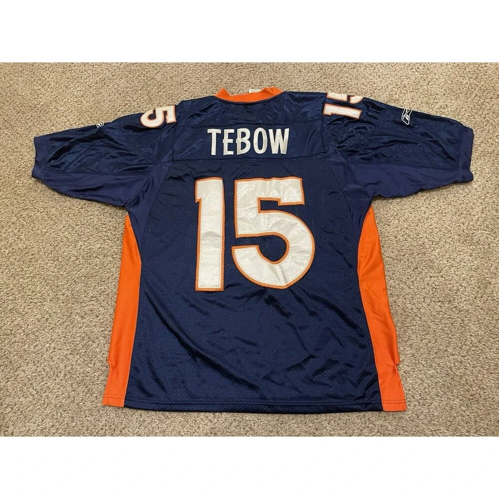 Authentic Denver Broncos #15 Tim Tebow Vintage NFL Football Jersey Mens Size 52 - Picture 2 of 6